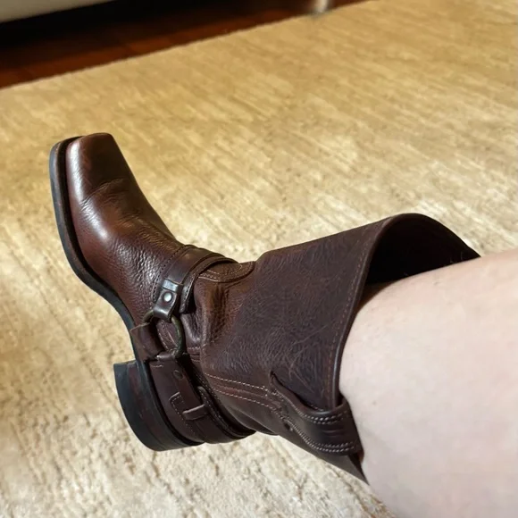 Brown Leather Frye Harness boots motorcycle - Picture 7 of 12